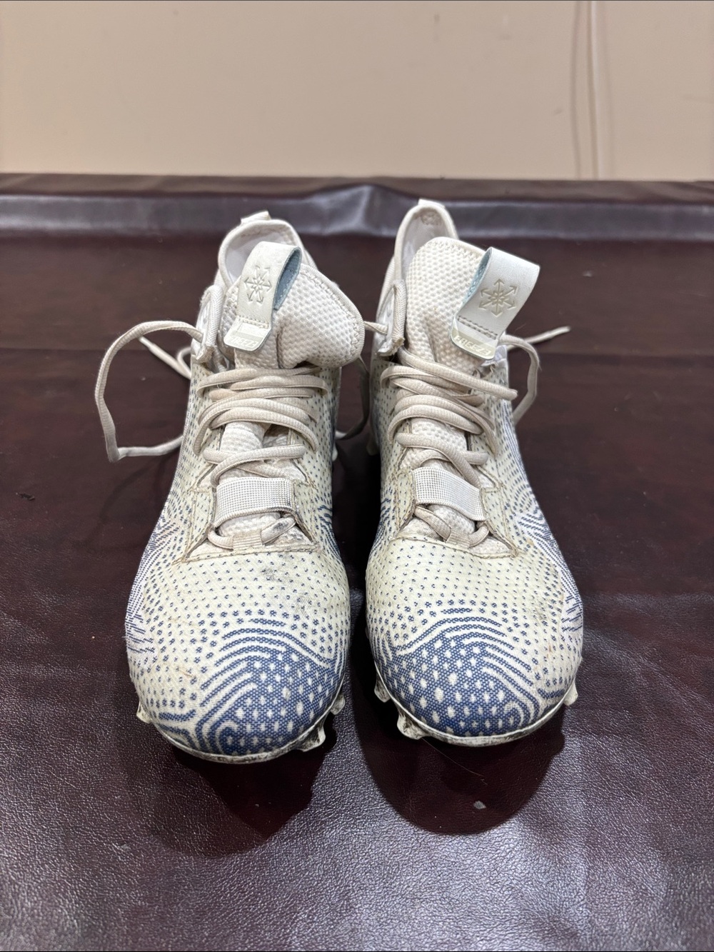 Kids White and Blue Athletic Lacrosse Cleats - New Balance